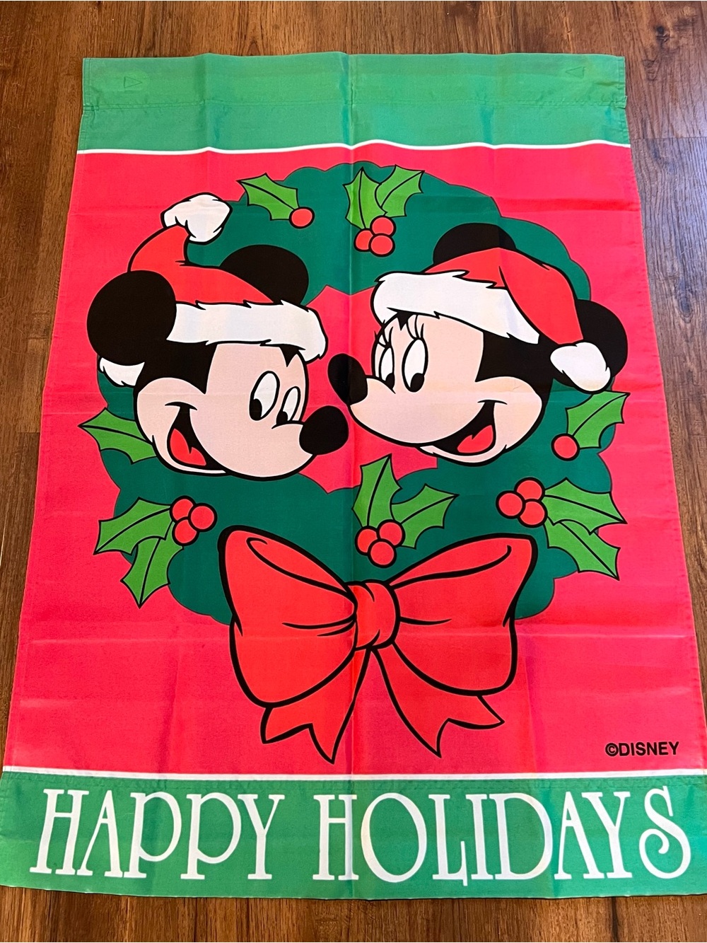 Disney Mickey & Minnie large Happy Holidays Double-Sided Christmas Flag